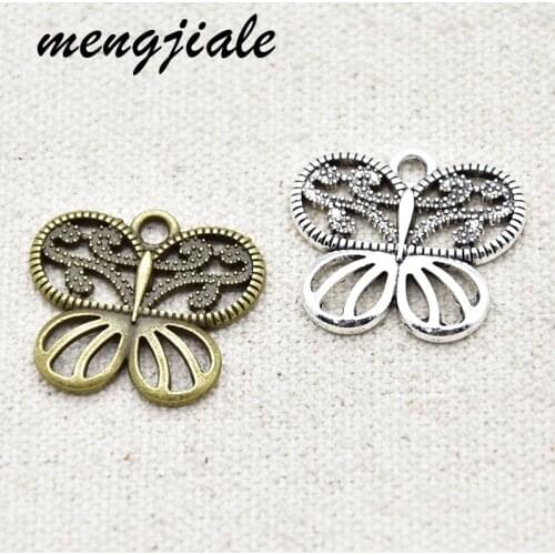 7PCS silver tone charms butterfly pendant Butterfly Charms for diy jewelry findings