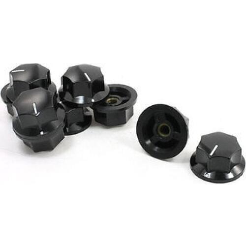 10pcs Adjustable Turn 33mm Dia 6mm Shaft Potentiometer Rotary Knobs Black