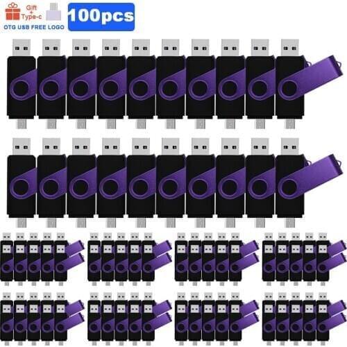 100pcs/lot Full Colorful OTG 2.0 USB Flash Drive 4GB 8GB 16GB 32GB 64GB Memory Stick Pen Drive High Speed for Smart Phone/Laptop