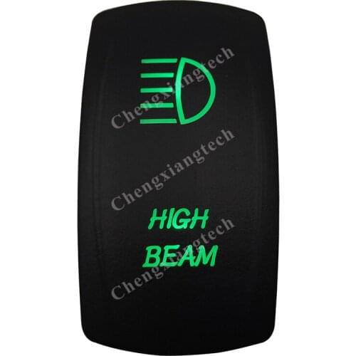 12V 24V Boat Car 5 Pin ON/OFF SPST Rocker Toggle Switch- HIGH BEAM- Green Led Waterproof IP66 for Carling ARB 4X4 NARVA