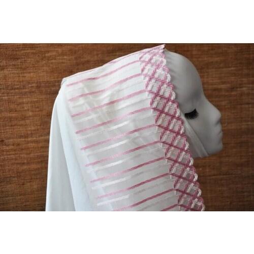 2 Meters High Quality Pink flower embroidered lace trim Handmade DIY clothing accessories 18cm Width