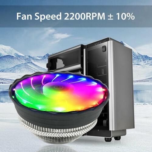 2000RPM Silent Computer CPU Cooler High Airflow PC Processor RGB Cooling Fan LED Air Heatsink