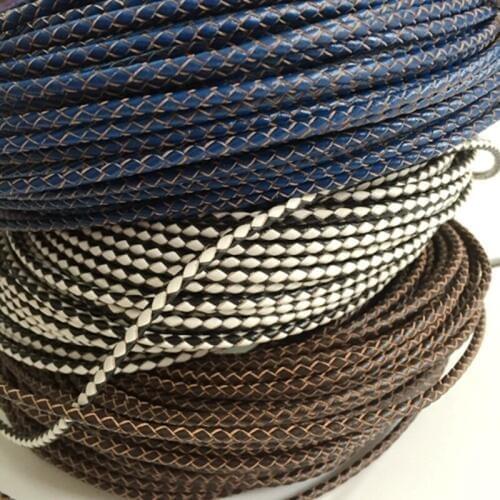 3MM (10Yards/Lot) High Grade 100% Real Cow Leather Round Braided Fabric Cords Ropes Jewelry Findings
