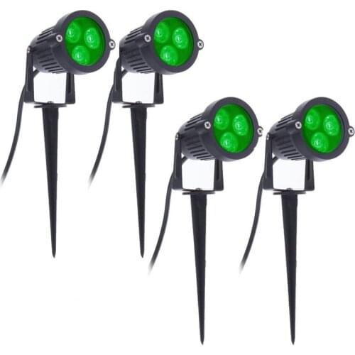 4Pcs LED Garden Lights 3W 220V Outdoor Spotlight with Spike IP65 Waterproof Garden Landscape Decorative Lamp Green