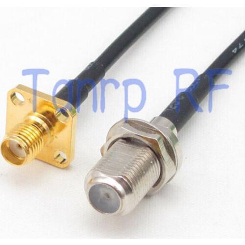 50CM Pigtail coaxial jumper cable RG174 extension cord 20in F female jack to SMA female with 4 hole panel RF connector adapter
