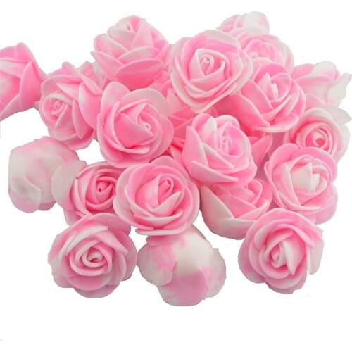 500pcs 3cm Mini PE Foam Artificial Marbling Rose Flower Head For DIY Wedding Home Decor Flower Wall Accessories Fake Flowers