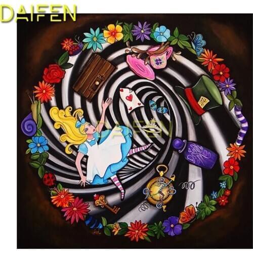Full Round Diamond embroidery Full Square Diamond painting Cross stitch cartoon girl Alice clock snails DIY 3D Diamond mosaic