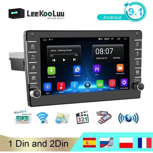LeeKooLuu 2 Din Android 9.1 Car Radio GPS Navigation Bluetooth Audio Stereo WIFI USB 1 Din Autoradio Video Car Multimedia Player