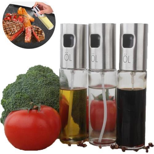 Stainless Steel Spraying Bottle Oil Sprayer Pot Can Pump Sprinkling Glass Oil Pot Cooking Tools BBQ Sauce Vinegar Sprayer Oiler