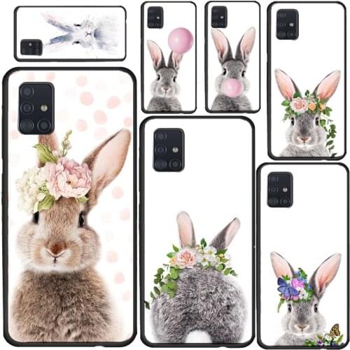 Cute Baby Rabbit Flower Crown Cover For Samsung A52 A72 A12 A32 A42 A51 A71 A41 A31 A11 A21S A20e A50 A70 A40 A20S Case