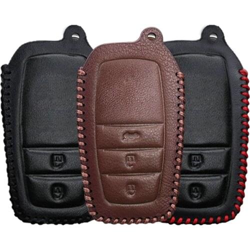 KUKAKEY Genuine Leather Car Key Case Cover For Toyota Corolla Yaris Auris CHR Camry Prius RAV4 Allion Avensis Key Holder Shell