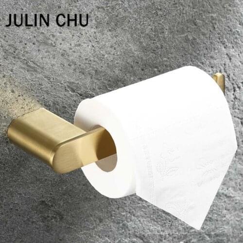Toilet Paper Holder 304 Stainless Steel Brushed Gold Wall Mounted Bathroom Kitchen Paper Towel Rack Tissue Roll Shelf Antique