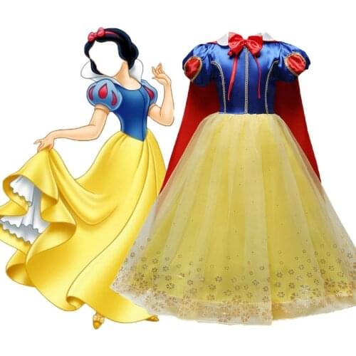 Children Cosplay Costume Baby Girl Snow White Dress Princess Accessories Kids Girl Birthday Party Christmas Costume 3-10 Years