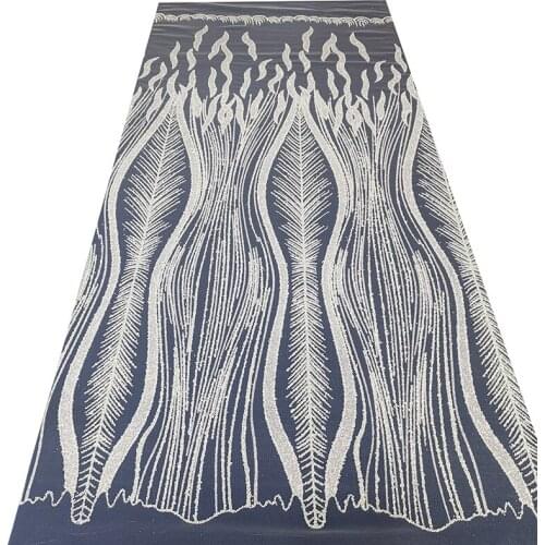 Luxury Design Pearl Beaded White Bridal Lace Wedding Fabric by Yard High End Mesh Soft Glitter Tulle for Elegant Dresses Sewing