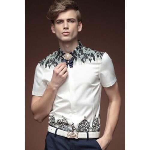 FanZhuan Fanzhuan Free Shipping New fashion casual male Mens casual collar slim short sleeved summer shirt 15347 On Sale