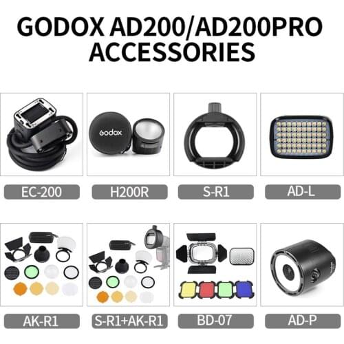 Godox BD-07 S-R1 AK-R1 H200R EC-200 AD-P AD-L Flash Speedlight Adapter,Barn Door,Snoot,Color Filter Reflector For AD200 PRO