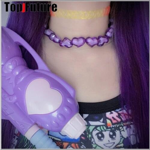 Harajuku fashion niche design European and American street jelly love summer vitality cool girl necklace collar chocker gift