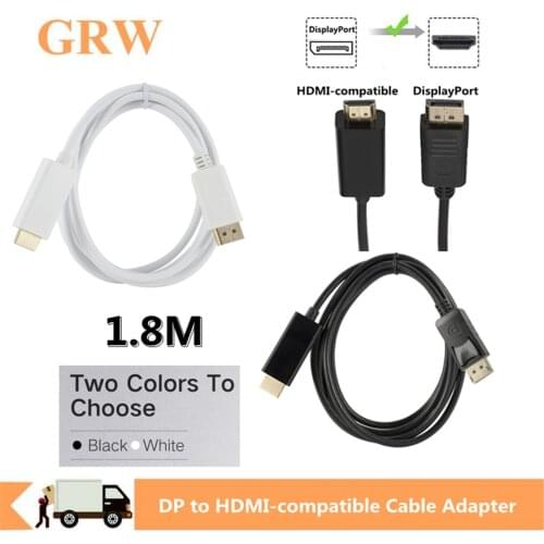 Grwibeou Super Long 1.8 Meters Display Port DP Male to HDMI-compatible Cable Adapter Converter Cable for Laptop PC HD TV