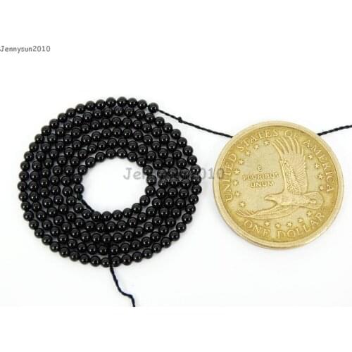Grade AAA Natural Black Onyx Gems stones 2mm Round Ball Spacer Beads 15.5'' Strand for Jewelry Making Crafts 5 Strands/Pack