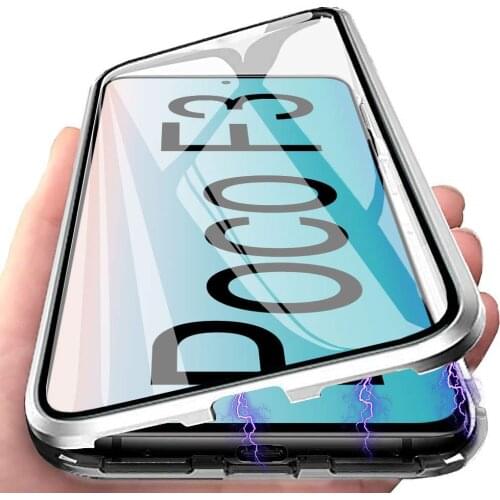 Case for Xiaomi Poco F3 M3 X3Pro Cover Magnetic Adsorption 2 in 1 Metal Bumper Double-sided Glass 360 Degrees Protective Cover
