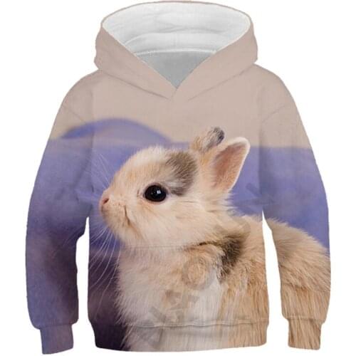 Kawaii Cartoon Rabbit Pattern Autumn Outwear Children Sweatshirts for Kids Clothes Baby Hoodies Boys Girls Pullovers 3-14Y