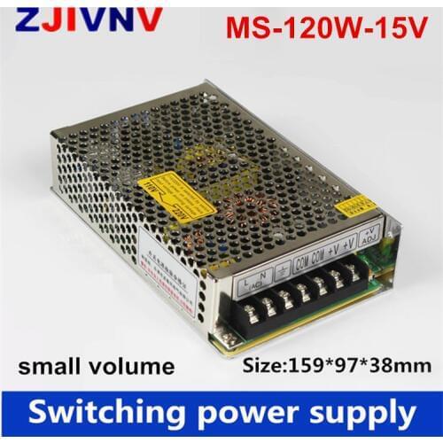 Mini size LED Switching Power Supply ac-dc 15v output 120W 15V 8A power supply adjustable voltage smps MS-120-15