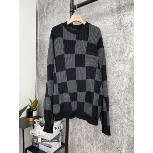 Fashion 2021 New Ladies Long Sleeve Sexy Casual Plaid Sweater 0113