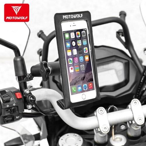 MOTOWOLF Universal Motorcycle/Electric-Bike/Bicycle Mobile Phone Navigation Stand Riding Mobile Phone Stand Waterproof Bag