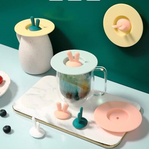 Cartoon Silicone Lid Universal Water Cup Cover For Ceramic Mug Glass Coffee Tea Cups Cap Dustproof Leakproof Sealing Bowl Lids