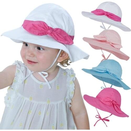 New Bow Summer Baby Hat for Girls Panama Kids Bucket Hat Spring Autumn Travel Beach Big Brim Baby Cap Girls Sun Hats 12 Colors