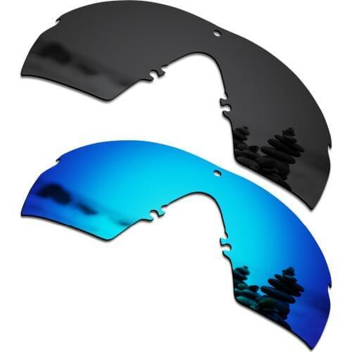 SmartVLT 2 Pieces Polarized Sunglasses Replacement Lenses for Oakley Si M Frame 2.0 Stealth Black and Ice Blue