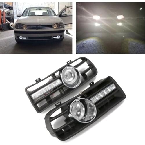 One Pair Front Lower Side Bumper Grille With LED Fog Light & DRL Light