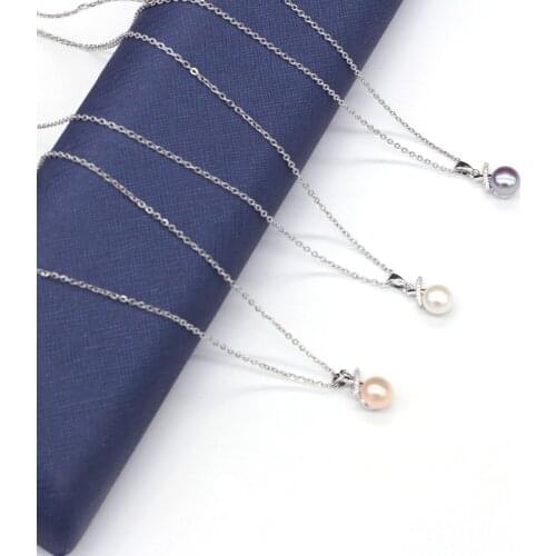 New Style Natural Freshwater Pearl Necklace For Women Bread Beads Drill Pendant Stainless Steel Chain Charms Love Romantic Gift