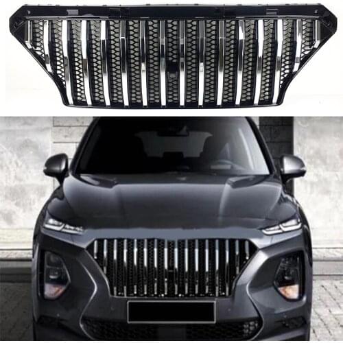 Fit for Hyundai new Santa fe 2019 2020 Car racing grille Santa Fe black silver AND grille radiator