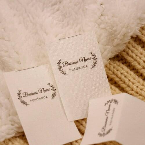 Custom Sewing Labels, Personalized Tags, White Fabric, Business Name，100% Cotton, 30mm x 50mm, Washable (MD5052)