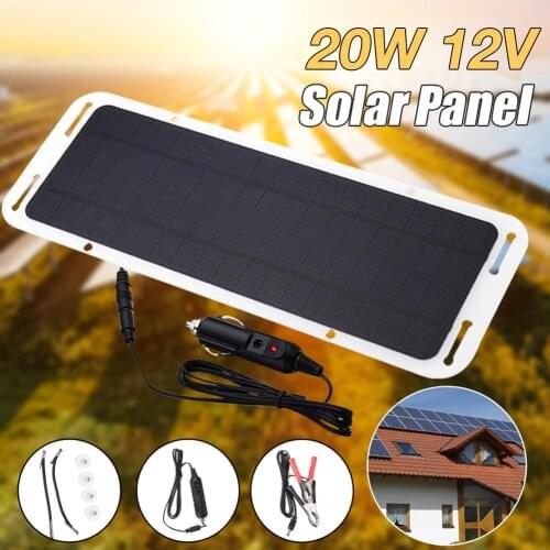 Solar Power Portable Battery Charger 20W 12V Solar Trickle Panel For Outdoor Security Rechargeable Battery Powered IP WiFi