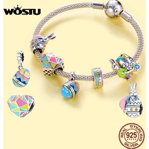 2021 WOSTU 925 Sterling Silver Colorful Easten Pendant Fit Original Bracelet DIY Necklace Pendant Jewelry