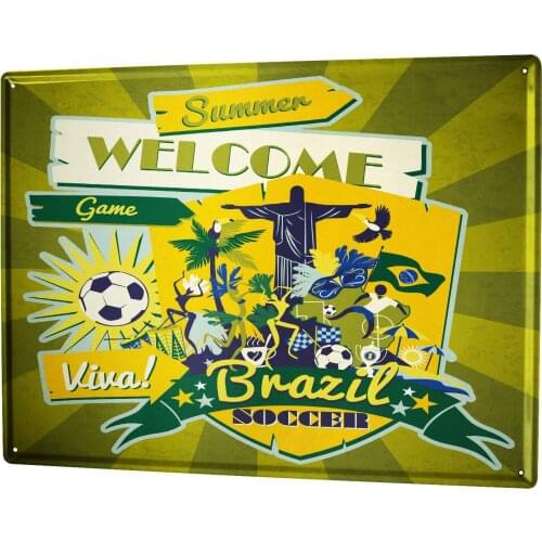 SINCE 2004 tin Sign Fun Brazil Football