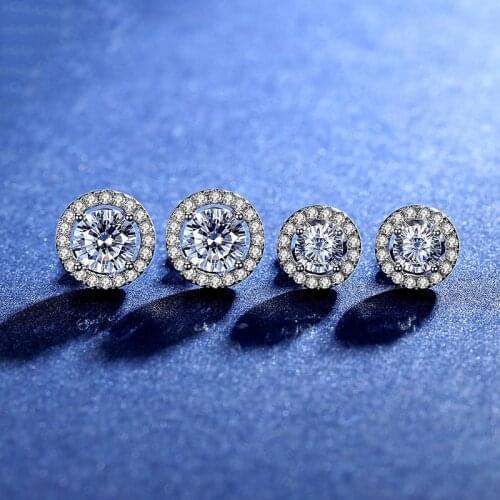 BOEYCJR 925 Silver 0.5/1/2ct D color Moissanite VVS Fine Jewelry Diamond Stud Earring With national certificate for Women Gift