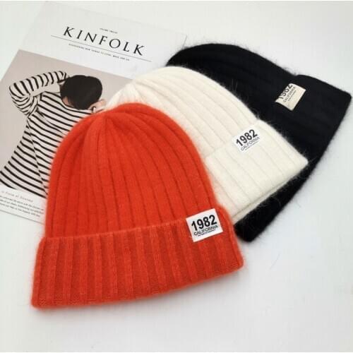 Female Beanies Rabbit Hair Winter Hats For Women Casual Autumn Knitted Beanie Girl Fashion High Quality Bonnet Cap Soft Rabbit f