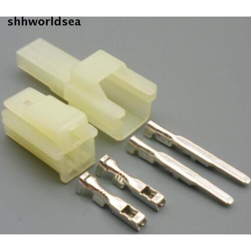 Shhworldsea 5/30/100set 2.3mm 2p male female connector motorcycle 6090-1031 6090-1001