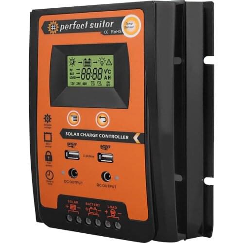 12V 24V PWM Solar Charger Regulator LCD Display Solar Panel Battery Charge Discharge Controller With LCD Display Dual USB Port