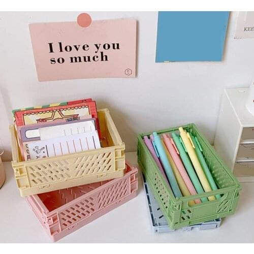 Foldable Storage Basket Sundries Cosmetic Container Stackable Organizer Desktop Holder Organizing Case Drawer Organizer Bin