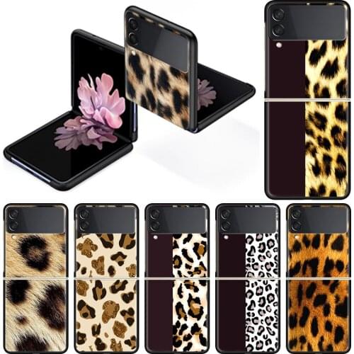 Fold Phone Case for Samsung Galaxy Z Flip 3 Silicone Funda Tpu Hard Shockproof Cover Fashion Coque Leopard Print