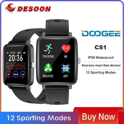 DOOGEE CS1 Smart Watch Sport Smart Watch IP68 Waterproof Real-time Heart Rate Monitor 12 Sporting Modes