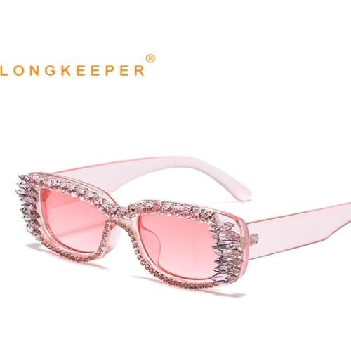 2020 Fashion Square Diamond Sunglasses Women Luxury Personality Punk Rectangle Sun Glasses Female Retro Rhinestone Eyewear Oculo