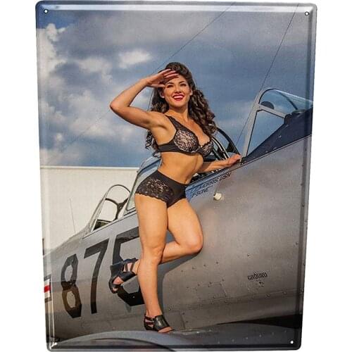 Tin Sign Metal Sign Sexy Beauty Retro Sexy Poster Bar Garage Club Bedroom Man Cave Wall Hanging Retro Metal Decoration 8x12