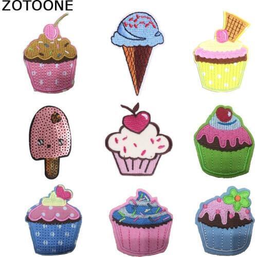 ZOTOONE Sequin Applique Colorful Ice Cream Embroidery Patches for Clothing Jeans Food Diy Patch Cute Stripes Clothes Sticker E