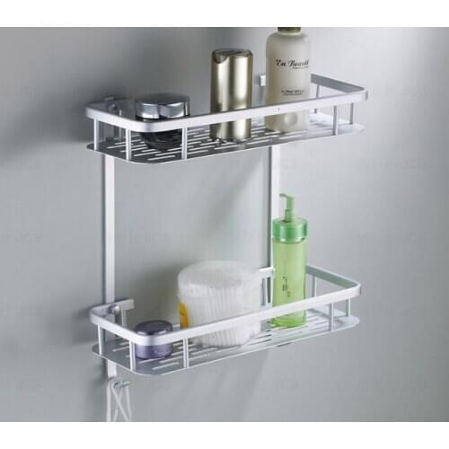 1PC Bathroom Shelves Space Alumimum Home Kitchen Bathroom Shower Storage Shelf Caddy Basket Rack Wall Mounted Bath Shelf OK 0716