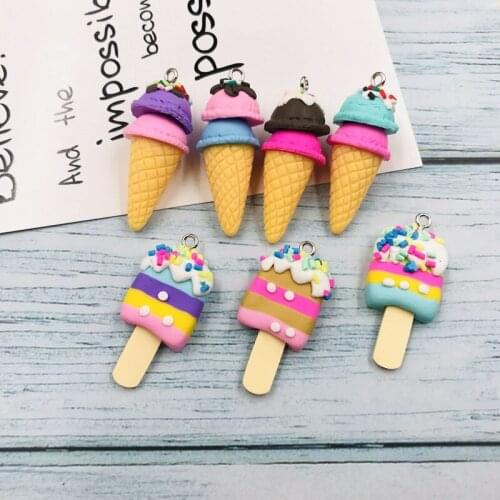 10pcs Colorful Clay Ice Cream Charms Pendant for Earring Necklace Bracelet Jewelry Accessory DIY